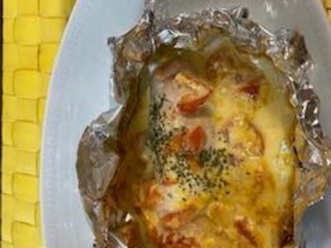 鮭マヨネーズトマトソースのホイル焼き